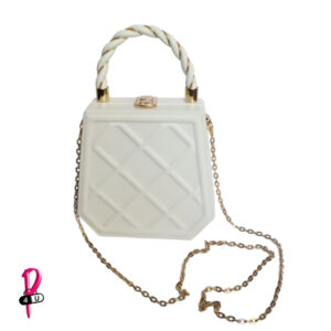 Bolso blanco con agarrador y cadena